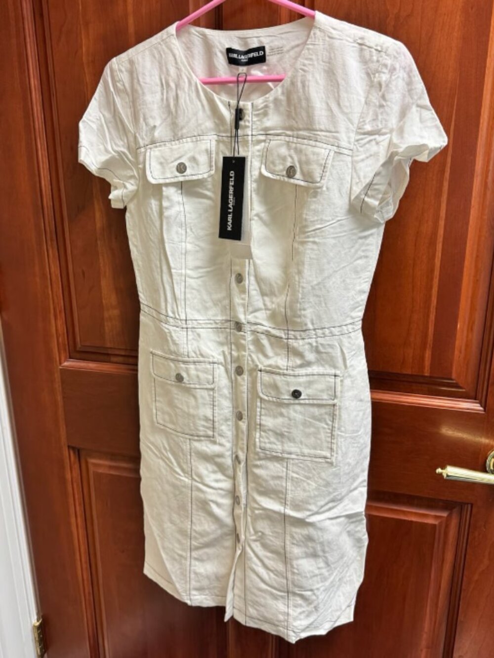 Karl Lagerfeld Short Sleeve Snap Front Dress, Size 2